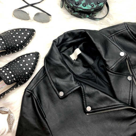 LOFT Jackets & Blazers - Classic Black Faux Leather Moto Jacket